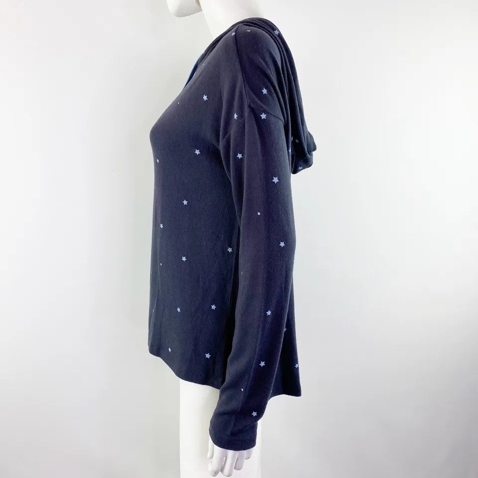 PJ Salvage Long Sleeve Graphic Stars Drawstring Hoodie Sz Small in Charcoal NWT