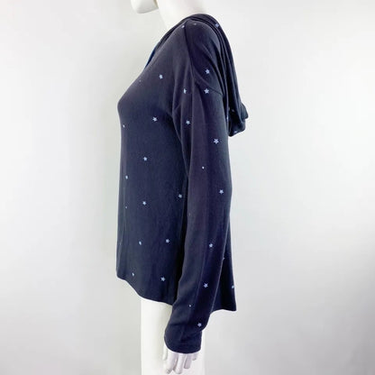 PJ Salvage Long Sleeve Graphic Stars Drawstring Hoodie Sz Small in Charcoal NWT