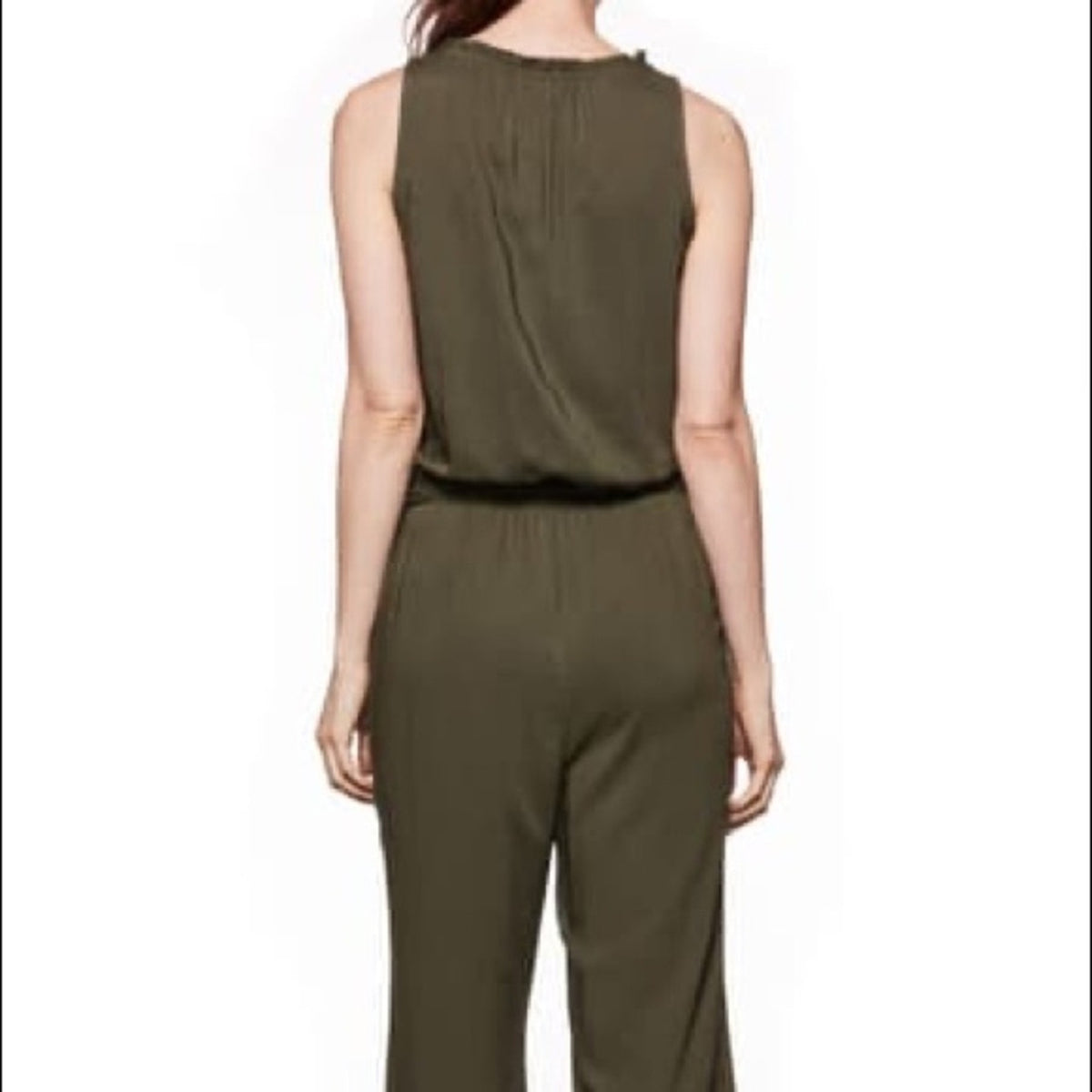 Paige Paletta Desert Olive Green Jumpsuit Large Elastic Waist Tassle Tie NO BELT