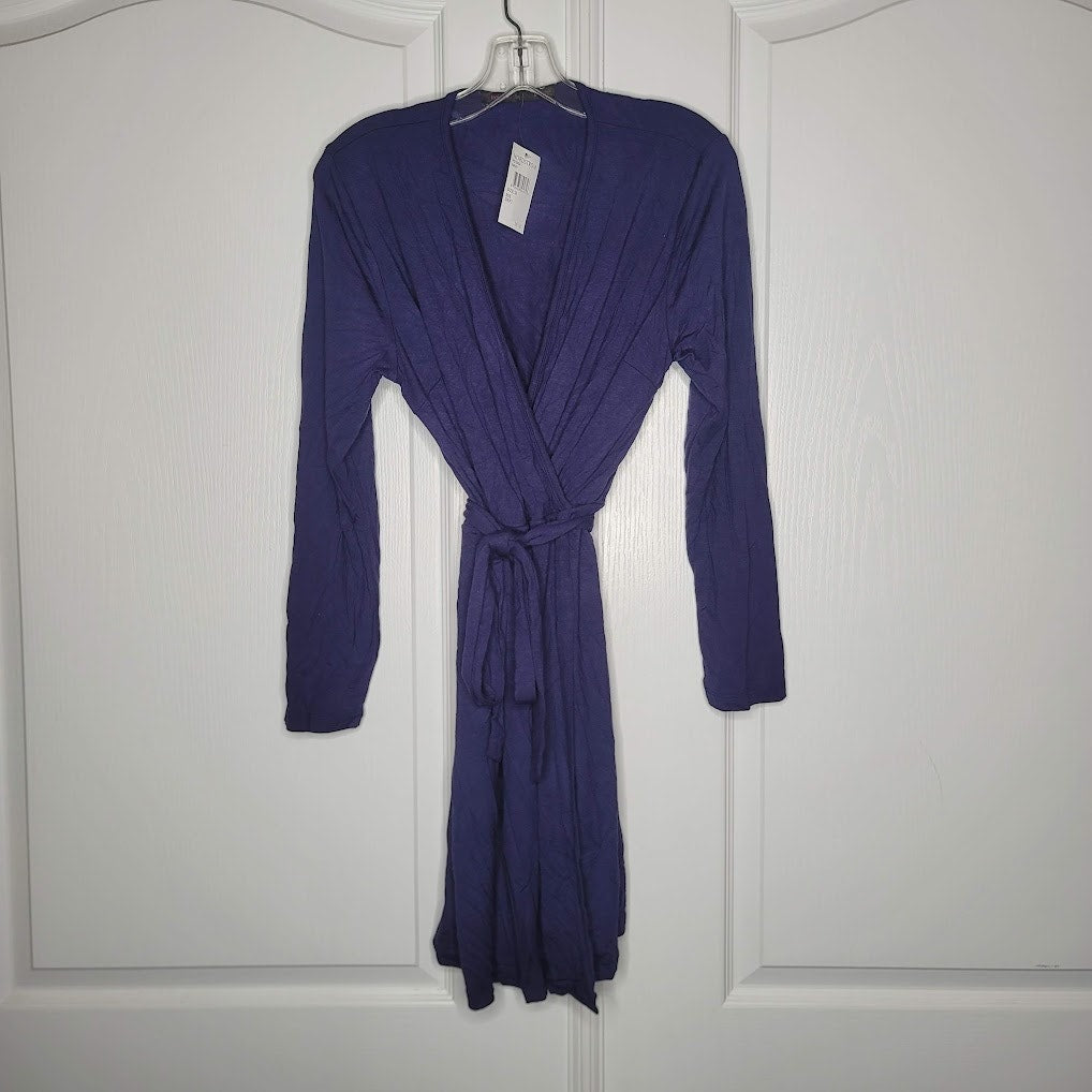 Fraiche Size small Navy Wrap Dress Long Sleeve Knit Belted Casual Summer