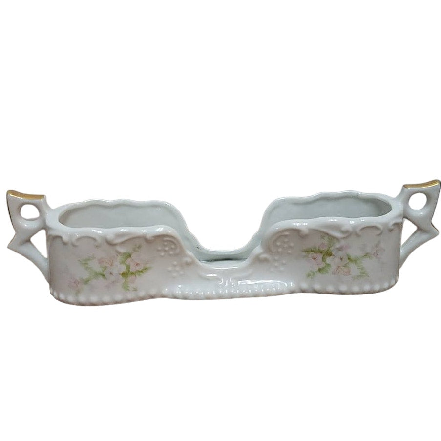 11" napkin porcelain Vintage Hand Painted flatware rest Spoon Holder Floral