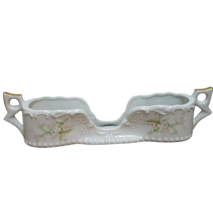11" napkin porcelain Vintage Hand Painted flatware rest Spoon Holder Floral