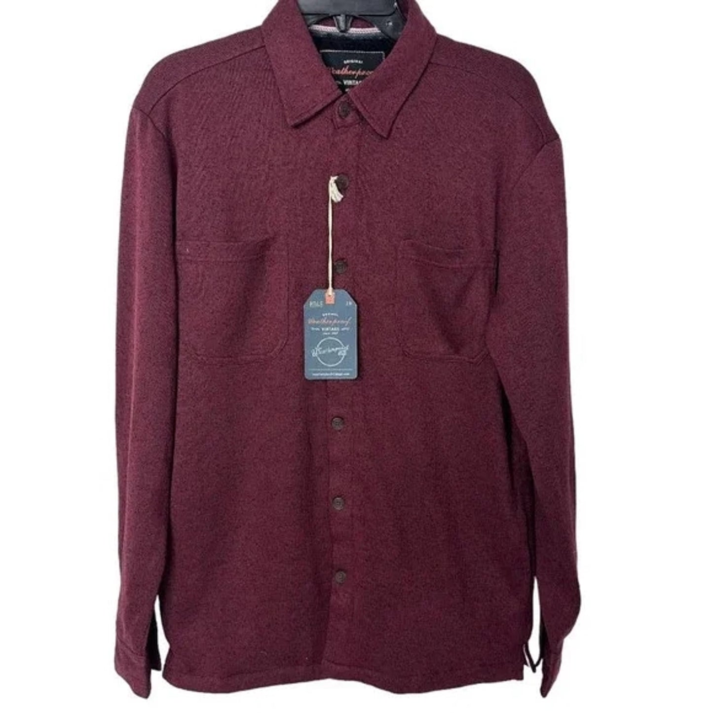 Weatherproof Mens Faux Fur-Lined Button Shirt Sz Large Red Mahogany NWT