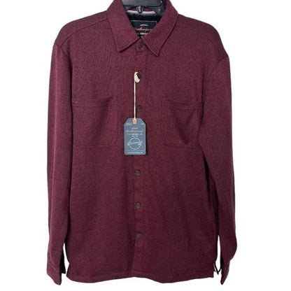 Weatherproof Mens Faux Fur-Lined Button Shirt Sz Large Red Mahogany NWT