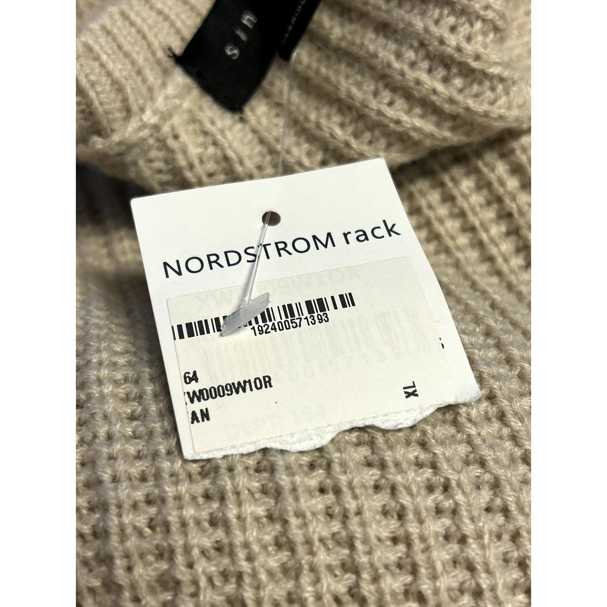 Sanctuary NWT Classic Pullover Sweater V Neck Long Sleeve Shaker Pocket Tan XL