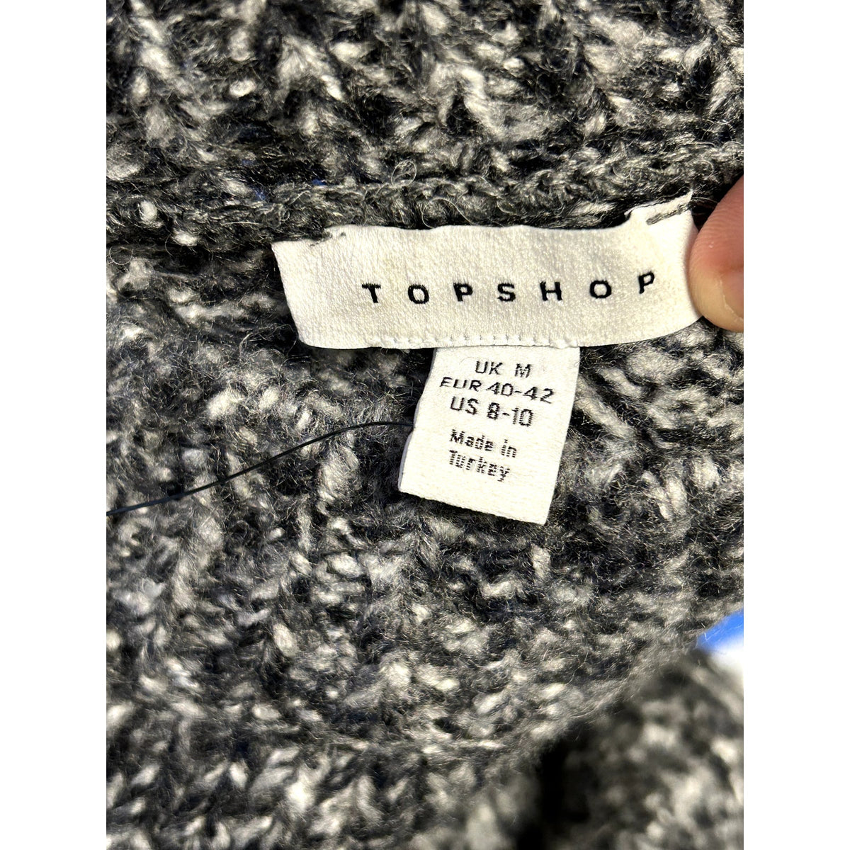 Topshop NWT Vertical Cable Knitted Pullover Sweater Gray Black Size 8-10