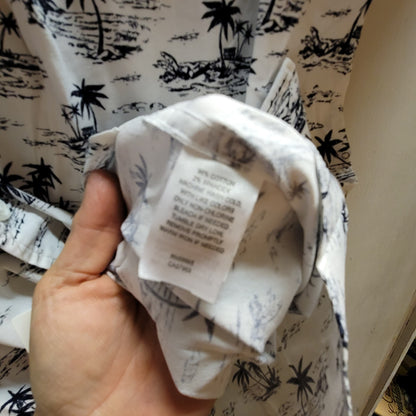 14th & Union XXL button Down Shirt Palm Blue white short sleeve NAVY OASIS