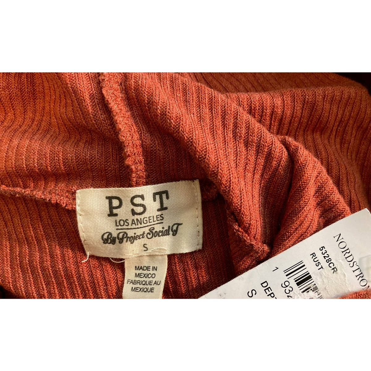 PST by Project Social T Rib Knit Soft Hoodie Top Sz Small Rust NWT Cozy Pullover