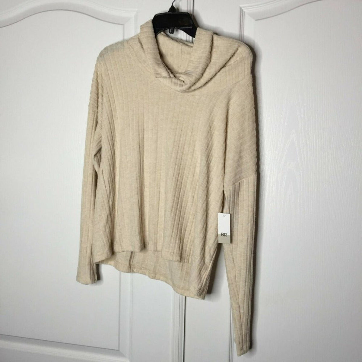 NWT BP Cozy Ribbed Stretch Pullover Sweater Turtleneck Neck X-Large Cream