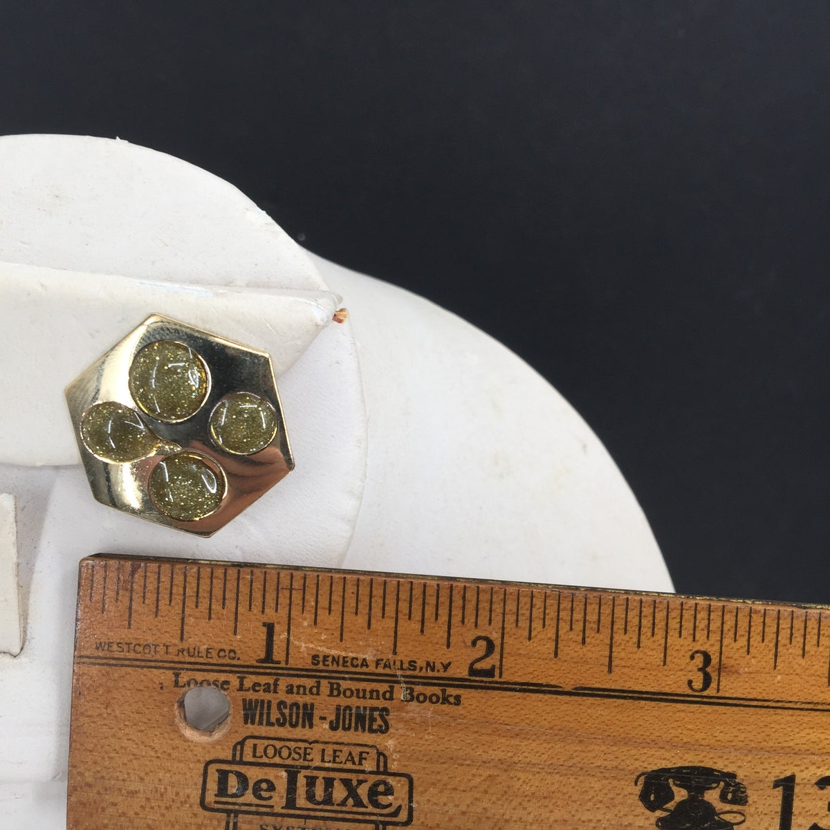 Vintage Golden Post Earrings Costume Jewelry Green Sparkle Post Huggies