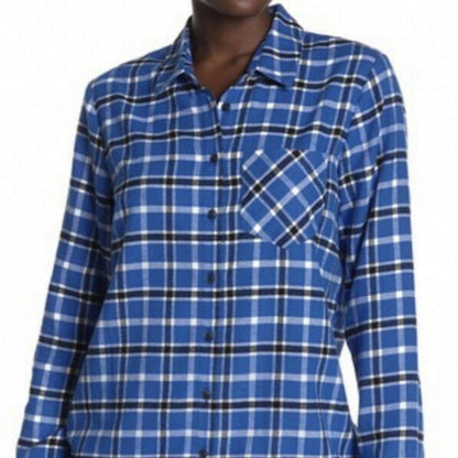 NWT Free Press Plaid Flannel Button Up Size Medium long Sleeve Shirt Top