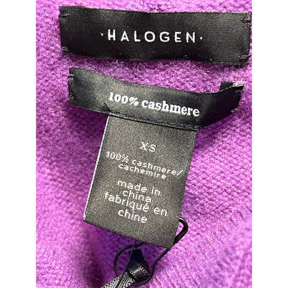 Halogen NWT Classic Cashmere Pullover Sweater Long Sleeve V-Neck Purple Size XS