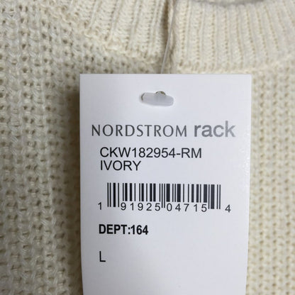 Melloday Knit Pullover Sweater Long Sleeve Crew Neck Two Pocket Ivory NEW Large