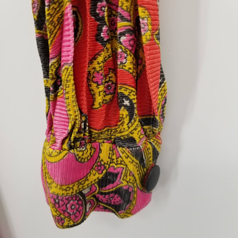 Vintage Paisley Long Sleeve Maxi Dress Waist Tie