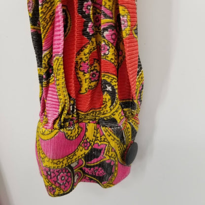 Vintage Paisley Long Sleeve Maxi Dress Waist Tie