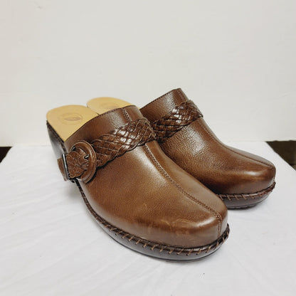 Nuture ABIEE NURTURE leather clogs slide on Womens Size 11 cognac Brown