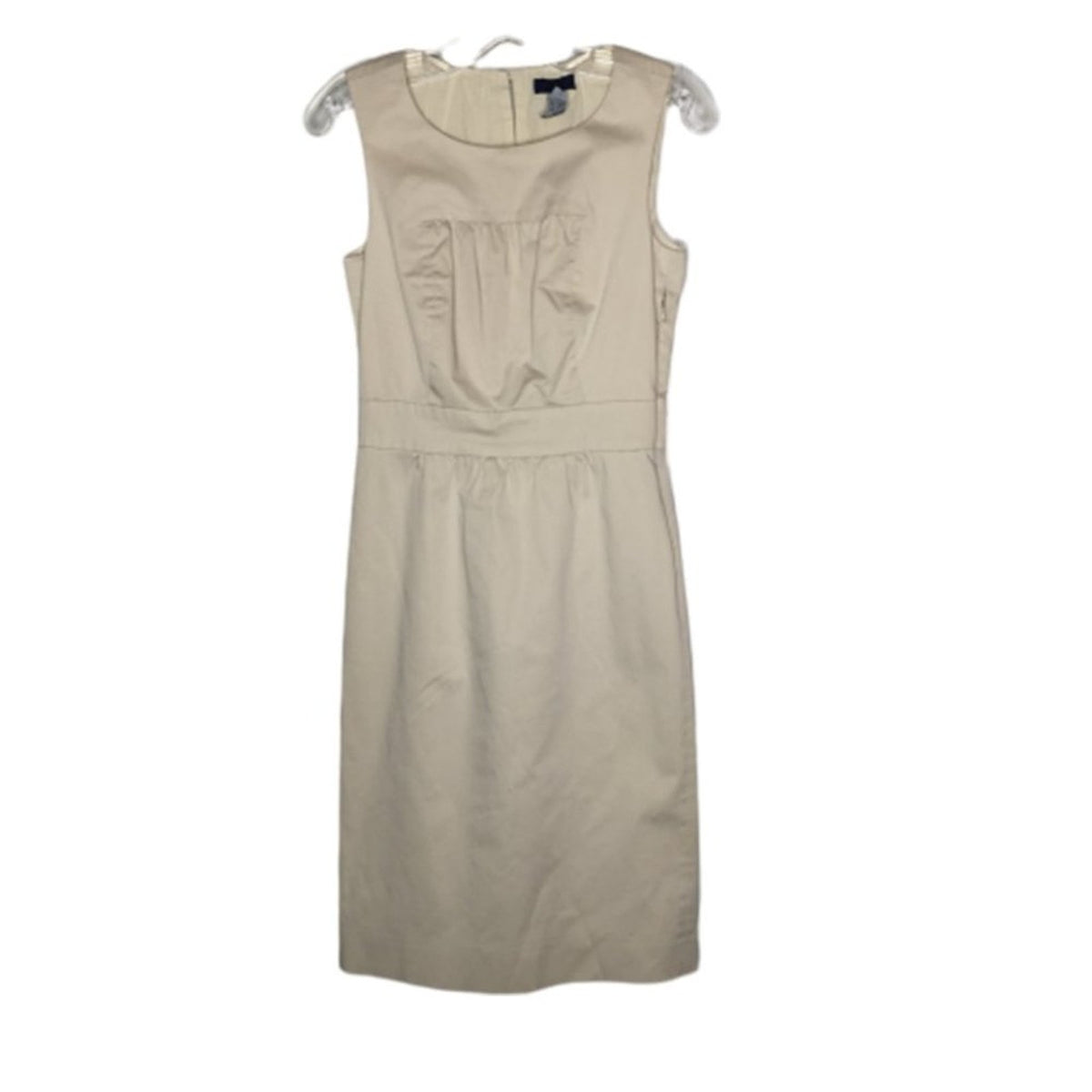 J. Crew Fitted Dress Side Zip Back Slit Ruffle Front  Classic Size 2 sleeveless