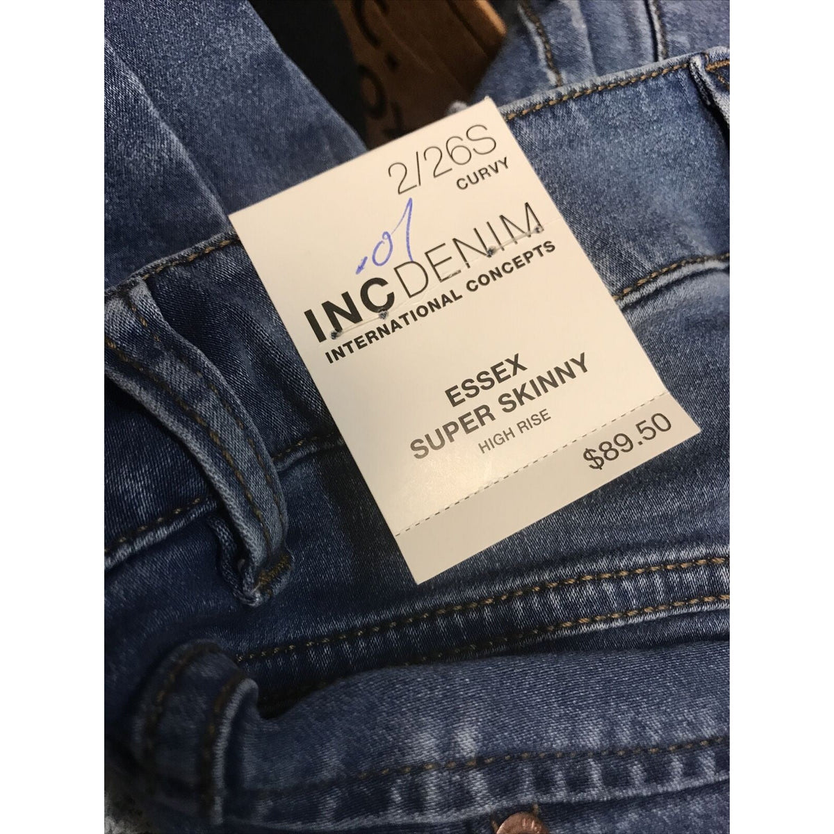 INC International Concepts Essex Curvy-Fit Ankle Distressed Jean High Rise 2/26S