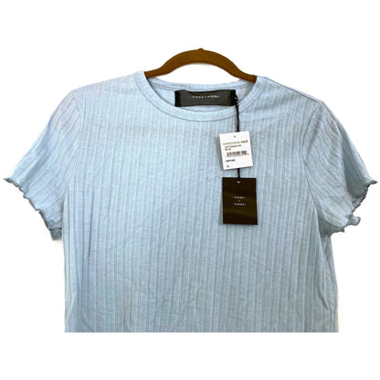 Code x Mode Lettuce Edge Crew Rib Pullover Top Size XL/Extra Large in Blue NWT