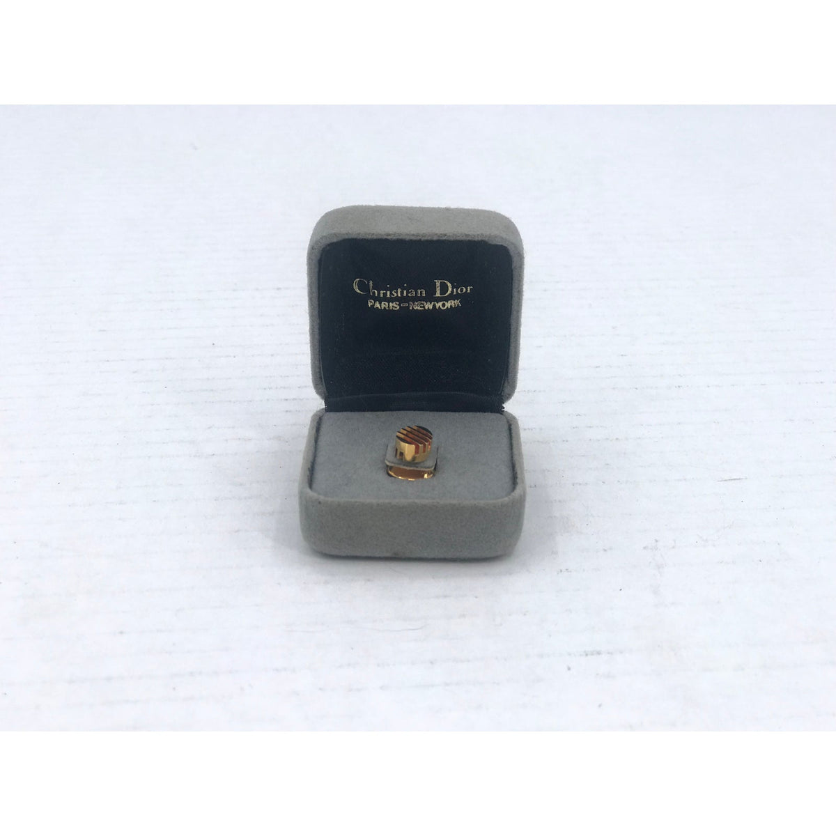 Vintage MCM style Gold Tie tack Abstract Modernist Design Crosshatch Openwork