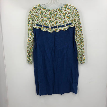 Vintage Blue Floral Dress Heavy Fabric XS 1960s long sleeve MOD