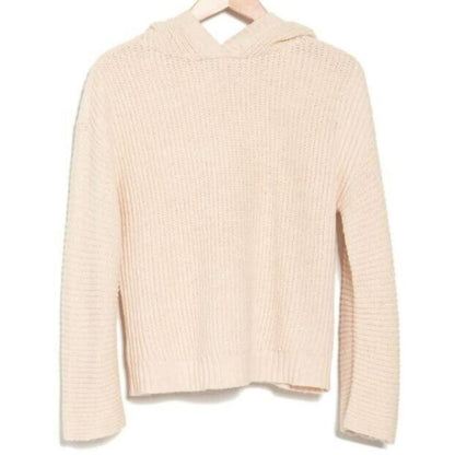 Abound Hooded Pullover Rib Knit Sweater Size Small in Beige Oatmeal Heather NWT