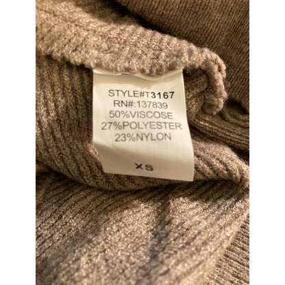 Dreamers by Debut Off Shoulder Rib Knit Sweater Top XS/Extra Small in Mocha NWT