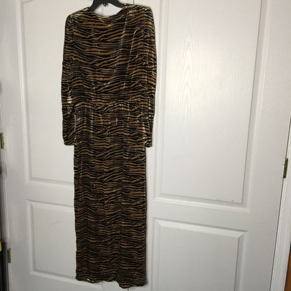 Wayf Arlene Midi Wrap Dress Long Sleeve Animal Print Black Brown Size XL NEW