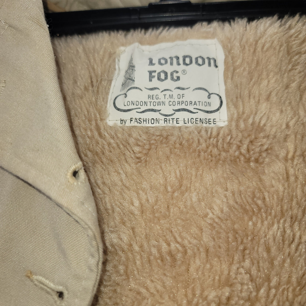 London fog VINTAGE child's coat metal zipper liner Hooded tan Toddler 8-12 month