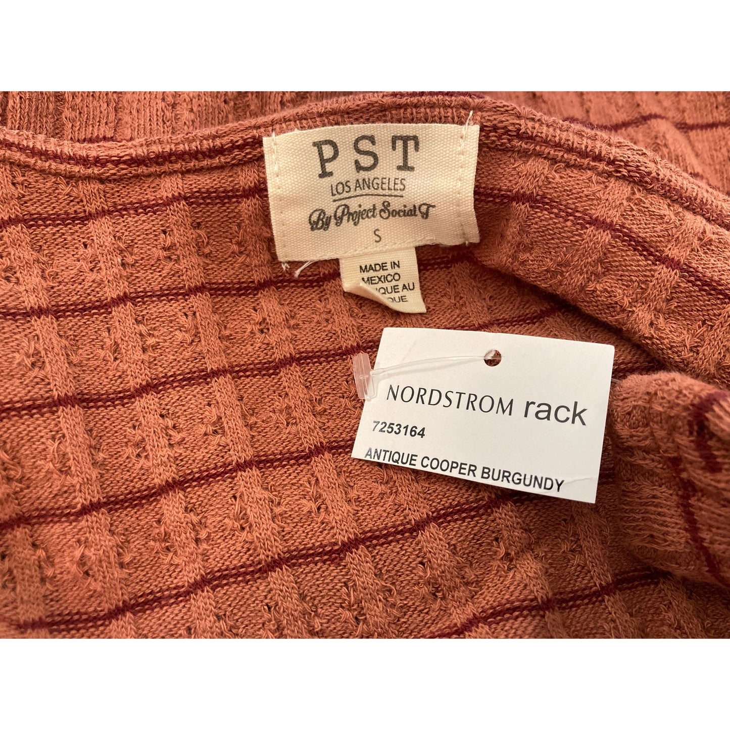 PST Project Social Kimora Sweetheart Rib Knit Top Sz Small Antique Burgundy NWT