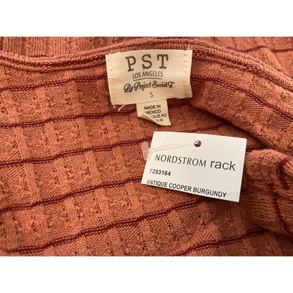 PST Project Social Kimora Sweetheart Rib Knit Top Sz Small Antique Burgundy NWT