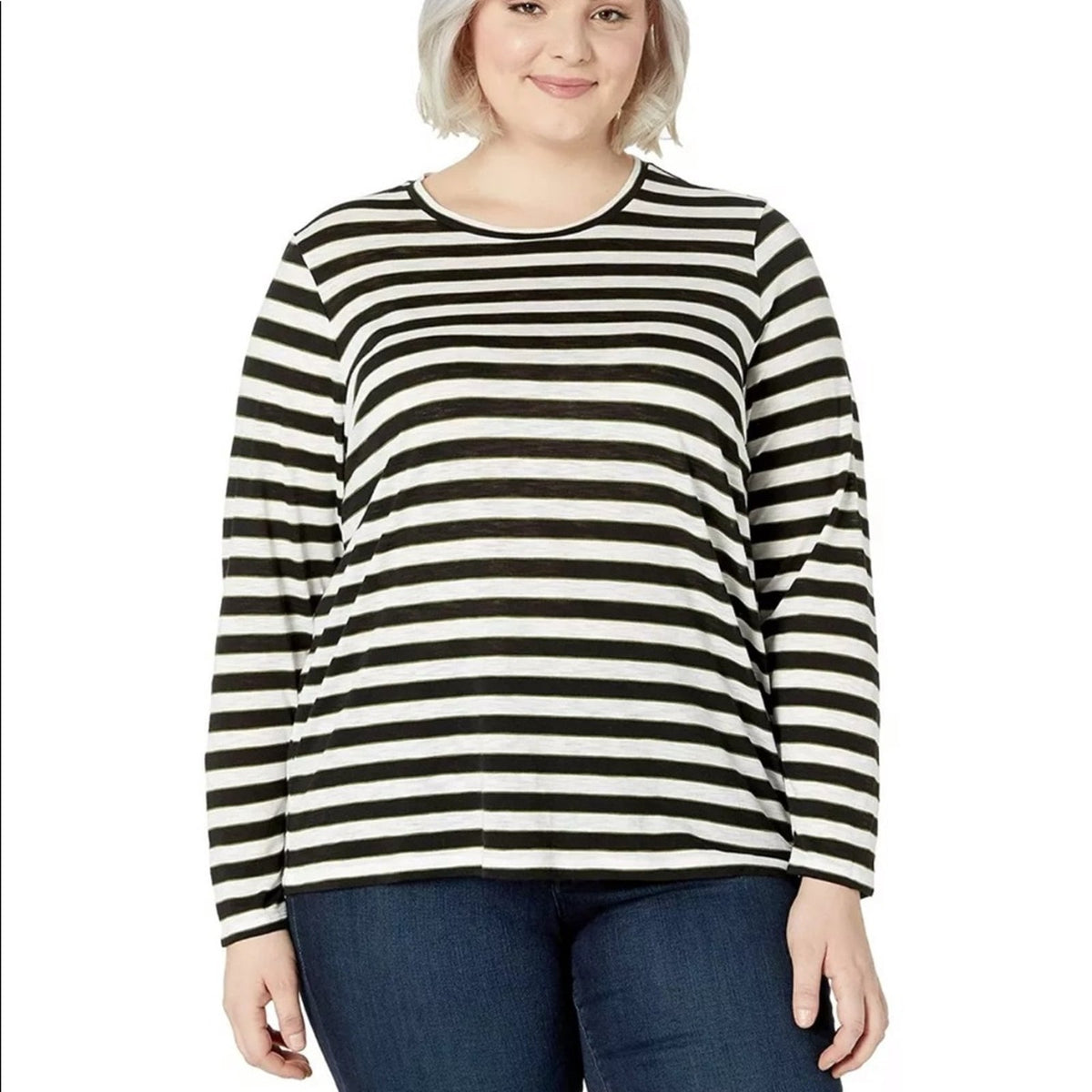 Michael Kors Blue White Evergreen Striped Long Sleeve Shirt OX / Large shirt top