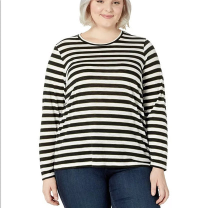 Michael Kors Blue White Evergreen Striped Long Sleeve Shirt OX / Large shirt top