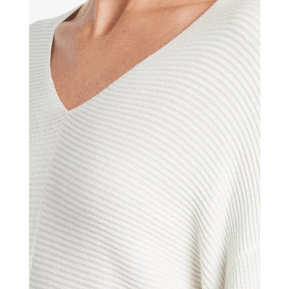 1.STATE V-Neck Balloon Sleeve Ribbed Sweater Top Size XXL/2X Antique White NWT