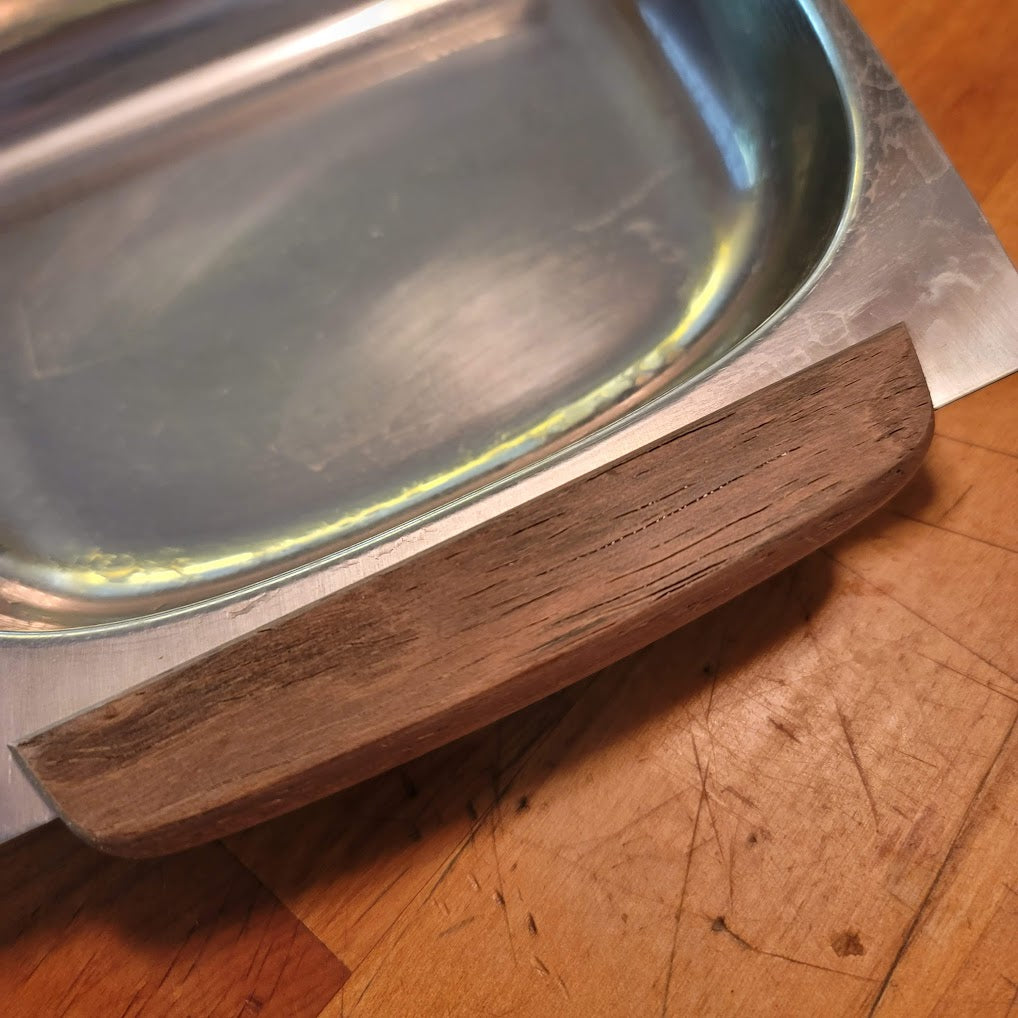Vintage Mid Century Modern Danish Selandia Double Tray Stainless Steel & Wood