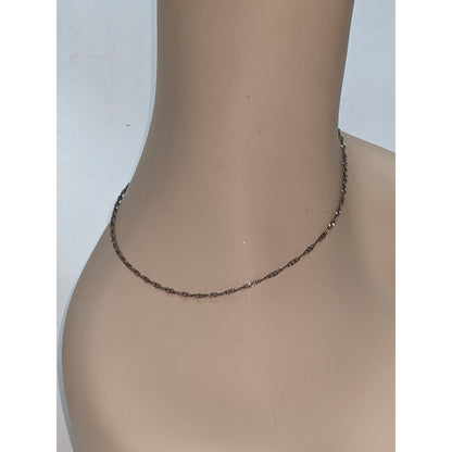 Vintage Sterling Silver Chain Italian Flat Loops Twist Effect 24"