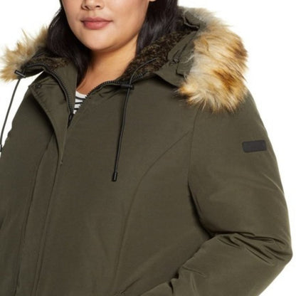 NEW Sam Edelman Faux Fur Trim Down Parka Coat Size 2 XL
