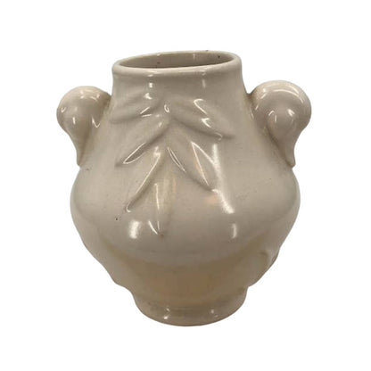 Vintage Weller Double Duckhead handle Glazed Ceramic Vase Leaves Art deco