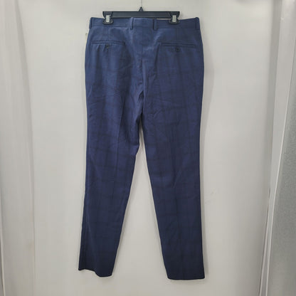 Peter Millar Navy Blue plaid Dress Pants Slacks Flat Front 34" Waist 34" Inseam