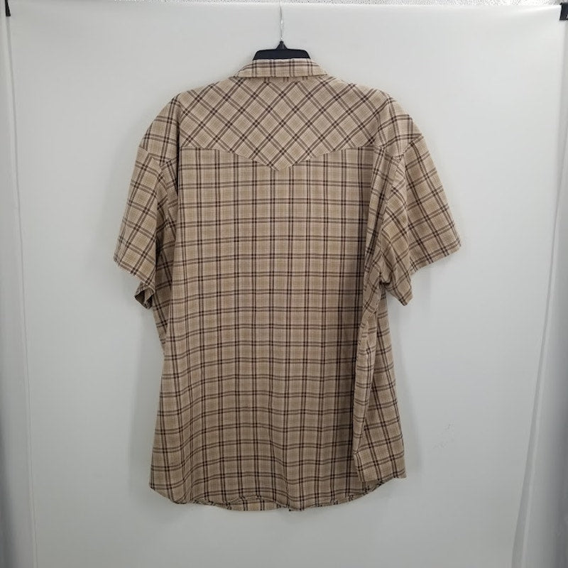 Big Mack Workwear 3 XL Pearl Snap Short Sleeve Collar Shirt Brown Western