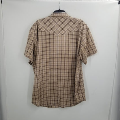 Big Mack Workwear 3 XL Pearl Snap Short Sleeve Collar Shirt Brown Western