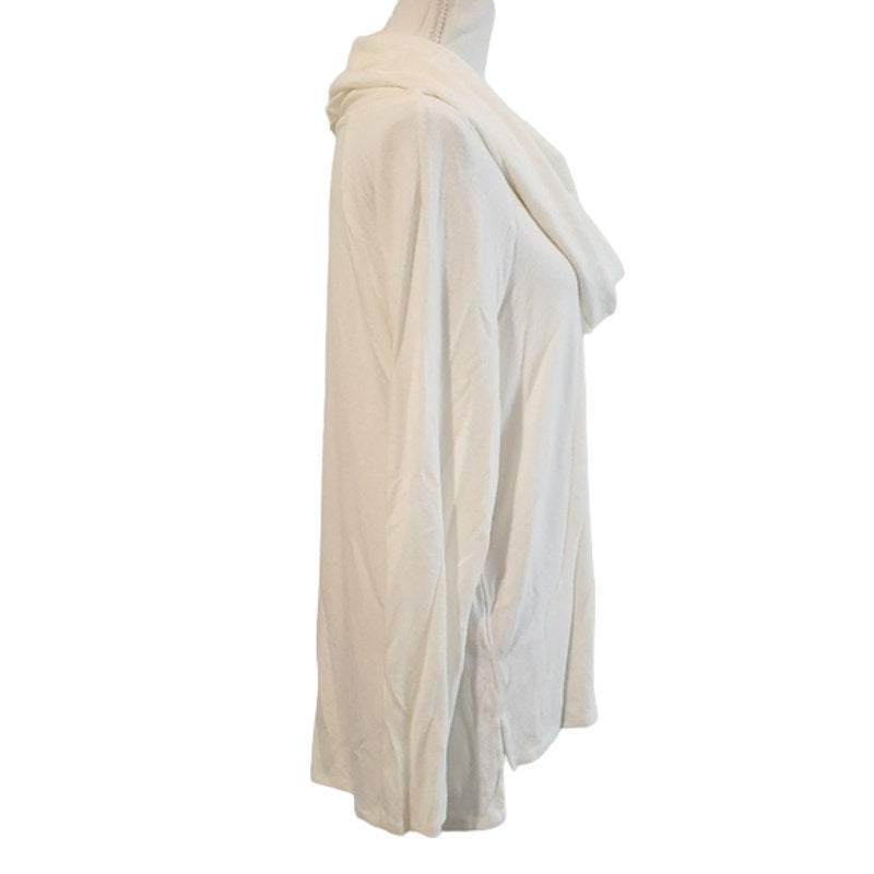 Gibson Look Womens Off Shoulder Cowl Pullover Tunic Top Large Ivory NWT High Low