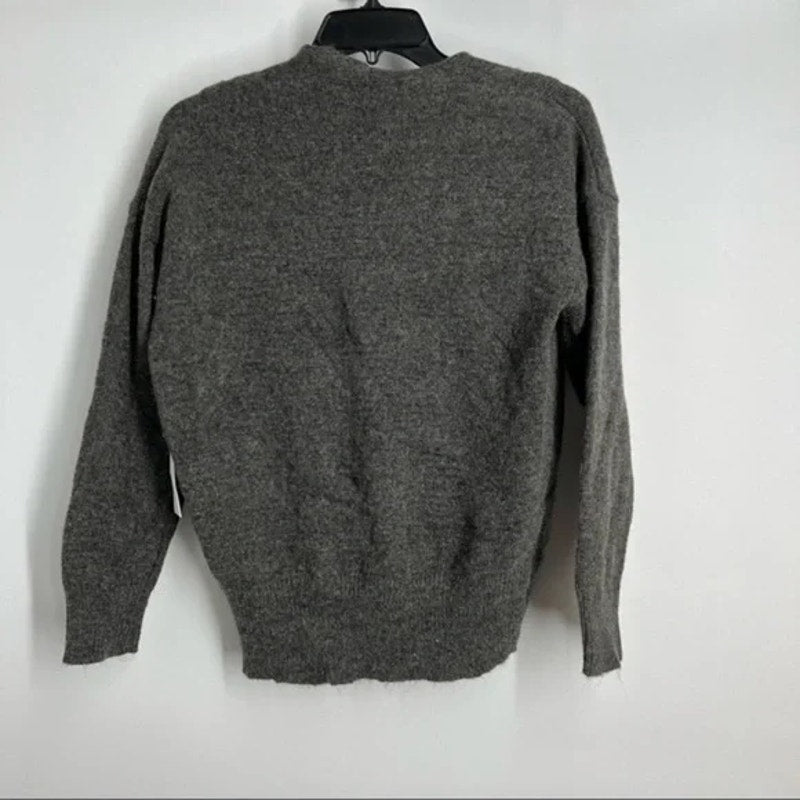 NWT Astr The Label Pleated Plunge Wrap Front Sweater Sz Medium in Charcoal