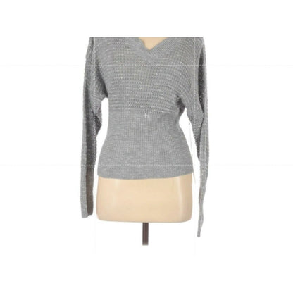 Leith NWT Classic Knitted Pullover Sweater Long Sleeve V-Neck Gray Size Small