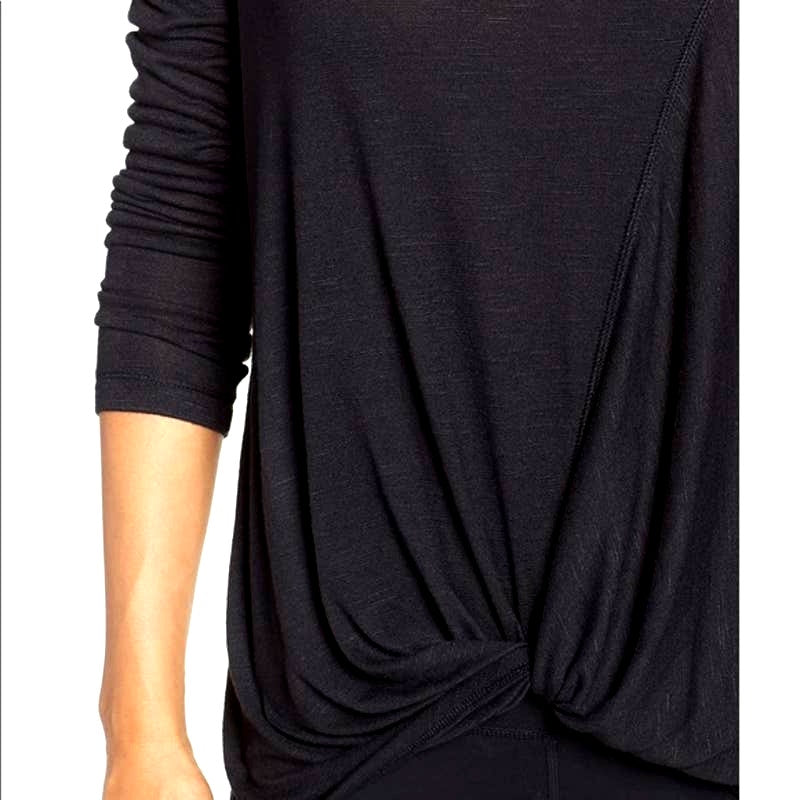 Zella NWT Black Twisty Turn Long Sleeve Black Shirt Activewear Size large