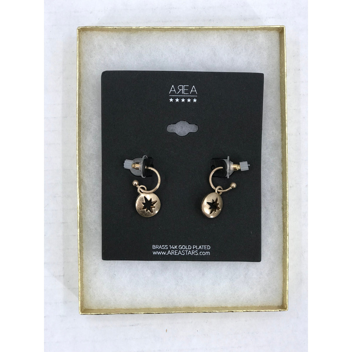 Area Stars Brass 14k Gold Plated Earrings huggies NEW Nordstrom Pierced