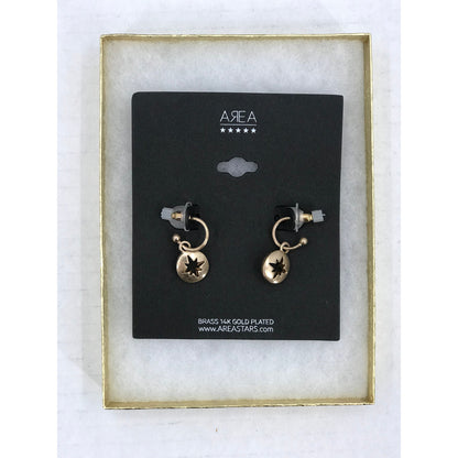 Area Stars Brass 14k Gold Plated Earrings huggies NEW Nordstrom Pierced