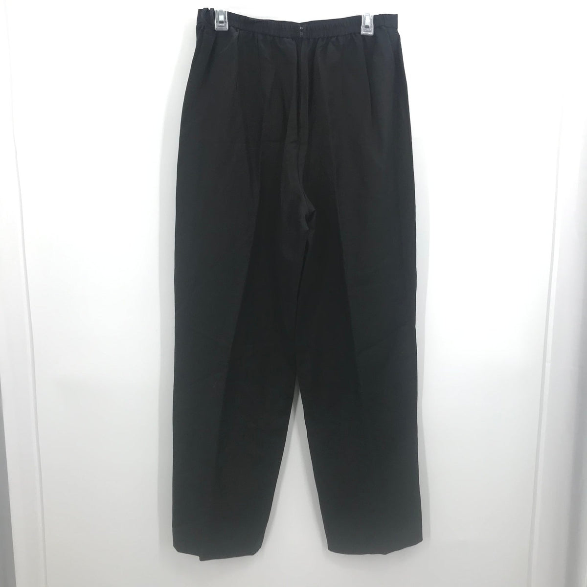 Vintage Linen Women's High Waist Elastic casual career tapered Pant Black 14