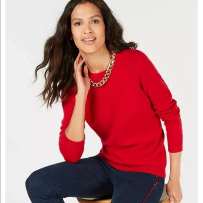 Charter Club NWT Whimsy Sweater Long-Sleeve Crew Neck Ravishing Red Small