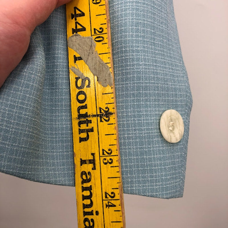 Palm Beach blue vintage jacket polyester wide lapel 70s Rockabilly Leisure Large